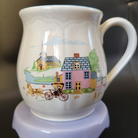 2 Vintage Jamestown China Country Home Stoneware Mugs Homestead Scene Japan - Picture 16 of 16